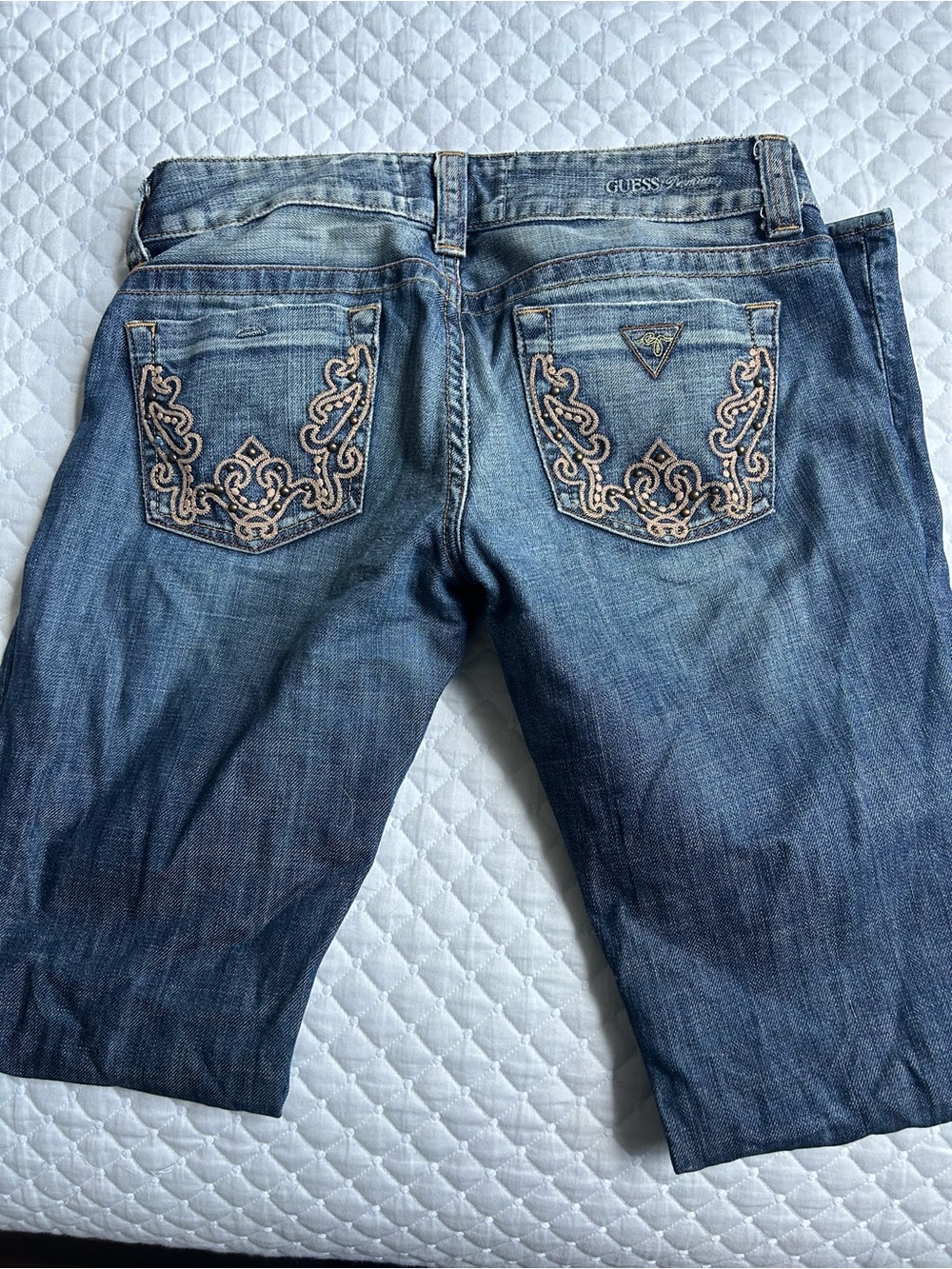 Guess Dark Blue Embroidered Bootcut Jeans - Picture 3 of 4